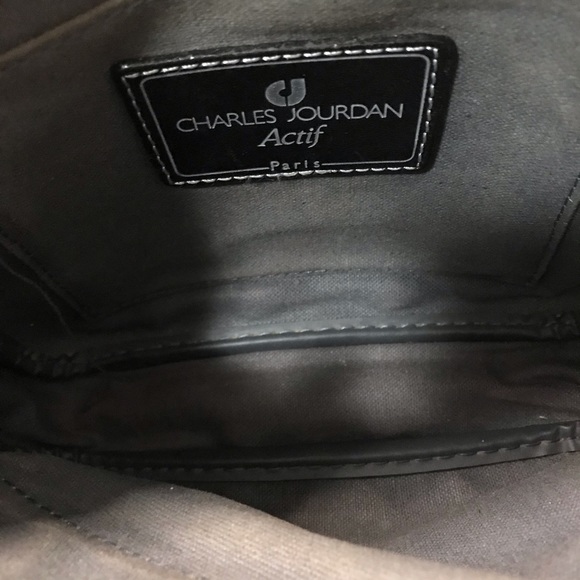 Charles Jourdan | Vintage Leather + Canvas Crossbody Bag Black - Picture 6 of 8